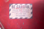 Seeder warning sticker detail.